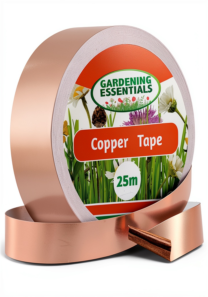 Copper tape applied around a garden bed