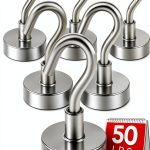 Magnetic Hooks DIYMAG Heavy Duty 50lb N52 Rare Earth 6 Pack Silver-0