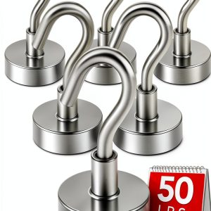 Magnetic Hooks DIYMAG Heavy Duty 50lb N52 Rare Earth 6 Pack Silver-0