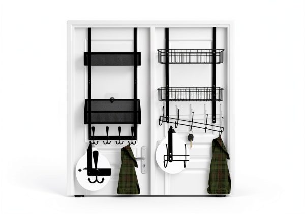 Over The Door Hooks Organizer Kaiferty 3‑tier Black Stainless Steel-1
