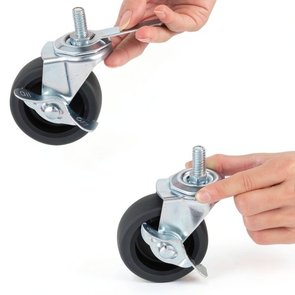 Caster Wheels WH 3" Locking Swivel Stem Casters Set of 4 Rubber Wheels-3