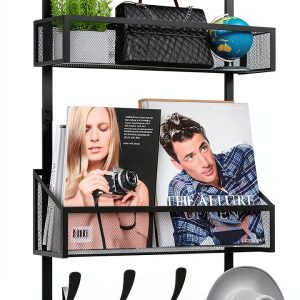 Over The Door Hooks Organizer Kaiferty 3‑tier Black Stainless Steel-0