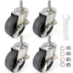 Caster Wheels WH 3" Locking Swivel Stem Casters Set of 4 Rubber Wheels-0