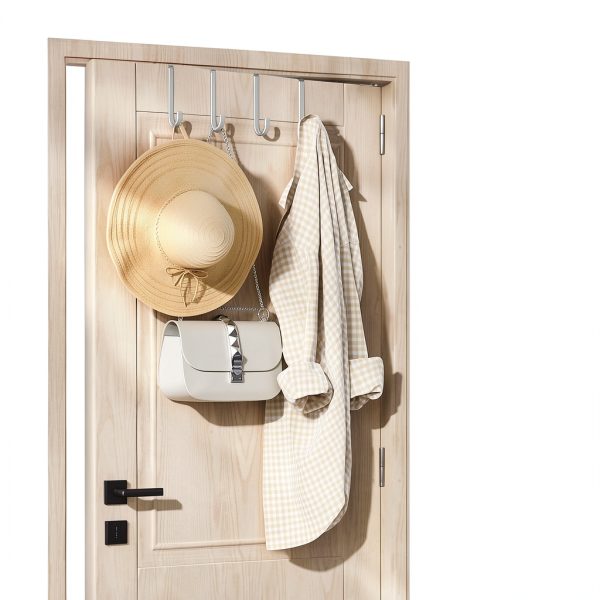 Over The Door Hooks 8 Pack White by Optish Industrial Door Hanger-4
