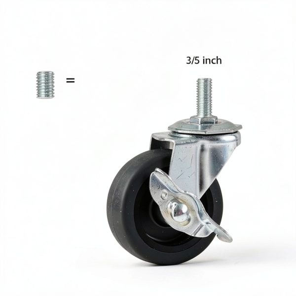 Caster Wheels WH 3" Locking Swivel Stem Casters Set of 4 Rubber Wheels-1