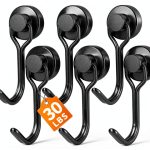 Magnetic Hooks FINDMAG 6 Pack Black Heavy Duty 30lb+ Swivel-0
