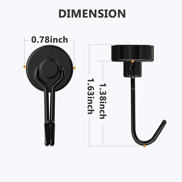 Magnetic Hooks Tohoer Duty Neodymium 30lb Rust‑Proof Black 4x20mm-4