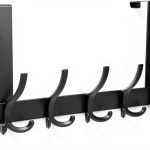 Over The Door Hooks for Hanging, Over The Door Hanger, Over The Door Towel Rack for Bathroom with 5 Triple Coat Hooks, Bathroom Towel Holder Towels Hanger (Black, 1 Pack)-0