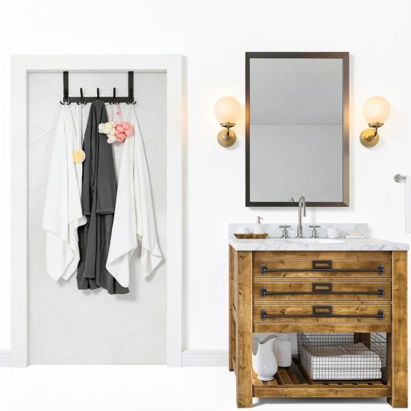Over The Door Hooks for Hanging, Over The Door Hanger, Over The Door Towel Rack for Bathroom with 5 Triple Coat Hooks, Bathroom Towel Holder Towels Hanger (Black, 1 Pack)-6