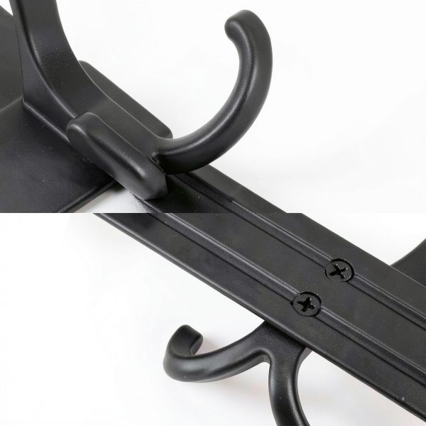 Over The Door Hooks for Hanging, Over The Door Hanger, Over The Door Towel Rack for Bathroom with 5 Triple Coat Hooks, Bathroom Towel Holder Towels Hanger (Black, 1 Pack)-4