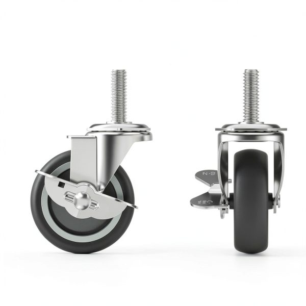 HOLKIE 3 Inch Locking Casters Set of 4, Threaded Stem 3/8"-16 x-1