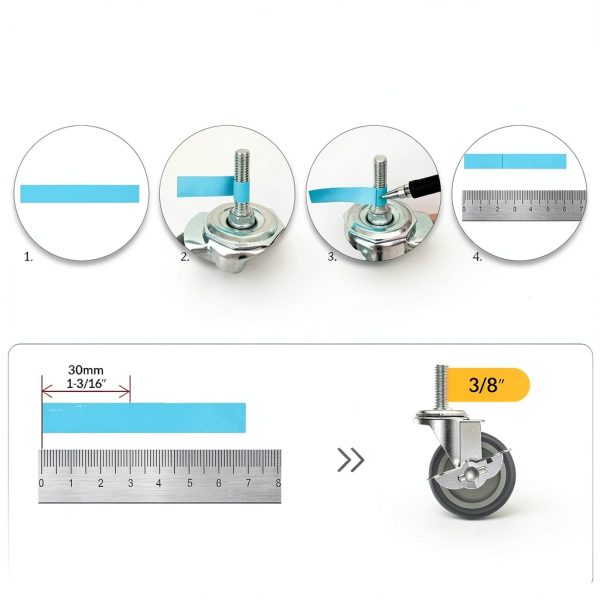 HOLKIE 3 Inch Locking Casters Set of 4, Threaded Stem 3/8"-16 x-2