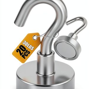 DIYMAG Magnetic Hooks, 30lbs+ Magnet Hook 2026 Cruise Cabin Ship Essentials Heavy Duty Strong Magnets Refrigerator Fridge Hanging for Classroom Beach Vacation Kitchen Grills Home 20 Pack (Silver)-0