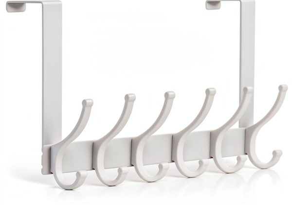 Over The Door Hooks, White Coat Rack for Bathroom & Dorms, 12 Hooks-0
